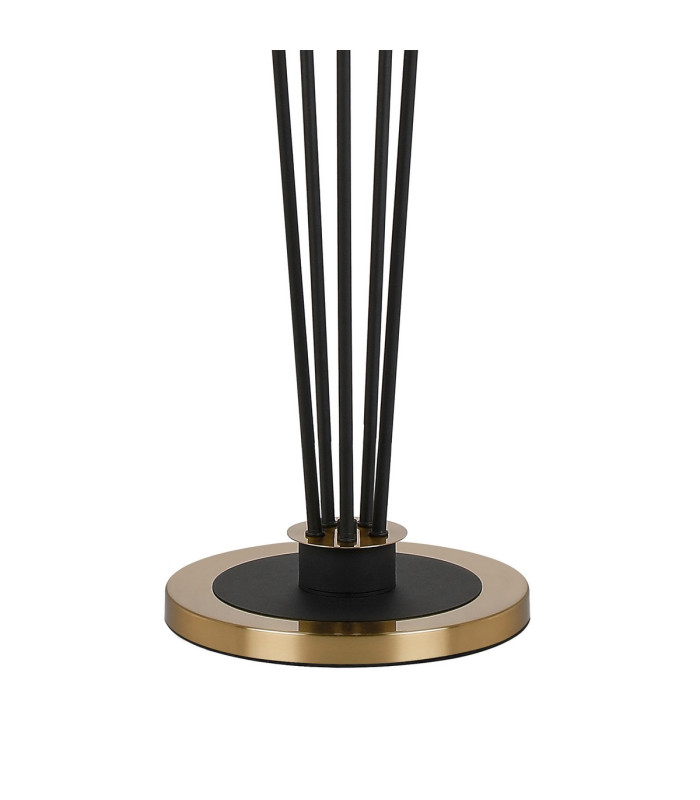 Placid Floor Lamp 5 Light E14 15cm Round Glass Shade Brass Amber Plated Satin Black-5