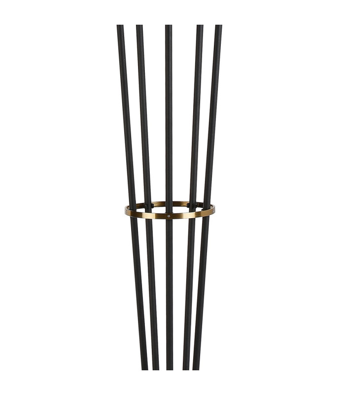 Placid Floor Lamp 5 Light E14 15cm Round Glass Shade Brass Amber Plated Satin Black-6