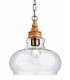 1 Light Dome Ceiling Pendant Natural Wood with Clear Glass, E27 - 1