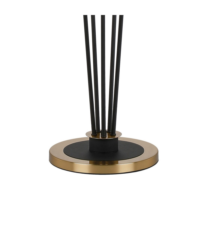 Placid Floor Lamp 5 Light E14 15cm Round Glass Shade Brass Clear Satin Black-5