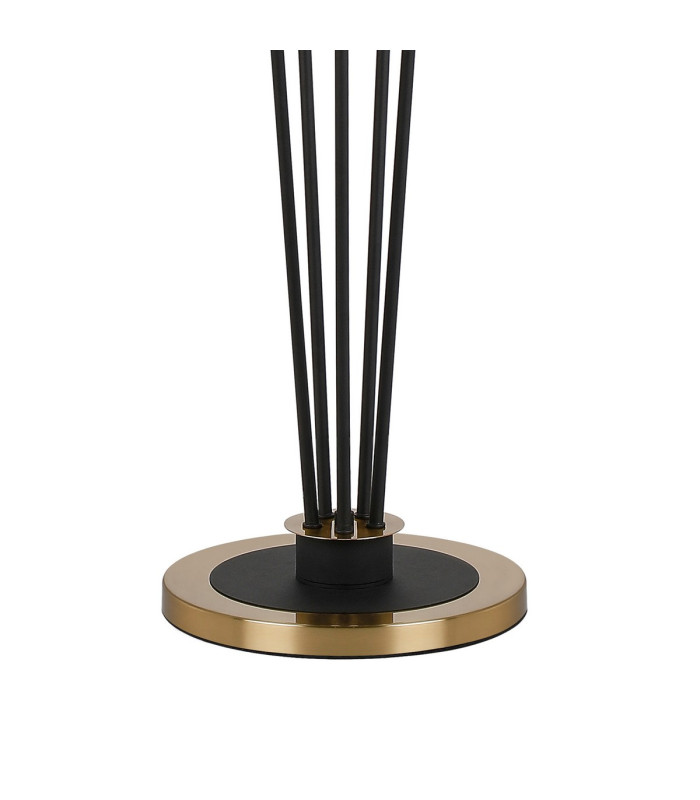 Placid Floor Lamp 5 Light E14 15cm Round Crackled Glass Shade Brass Clear Satin Black-5