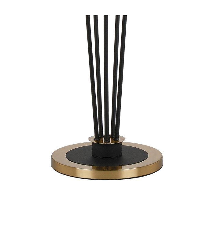 Placid Floor Lamp 5 Light E14 15cm Round Textured Crumple Glass Shade Brass Clear Satin Black-5