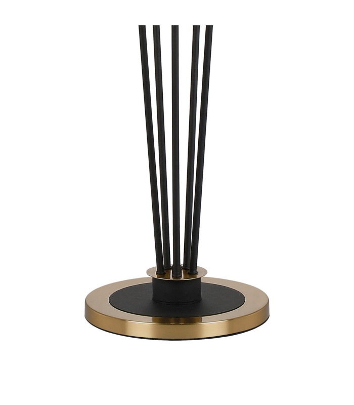 Placid Floor Lamp 5 Light E14 15cm Round Textured Diamond Pattern Glass Shade Brass Clear Satin Black-5