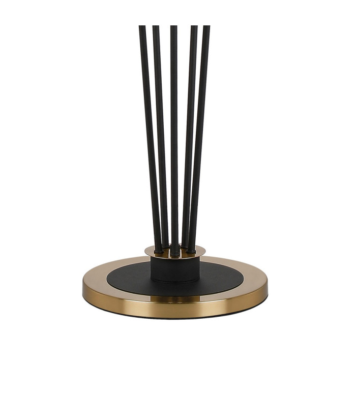 Placid Floor Lamp 5 Light E14 15cm Round Dimpled Glass Shade Brass Clear Satin Black-5