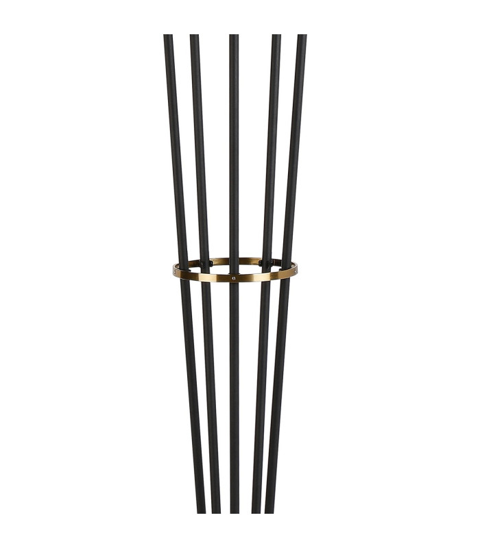 Placid Floor Lamp 5 Light E14 15cm Round Dimpled Glass Shade Brass Clear Satin Black-6