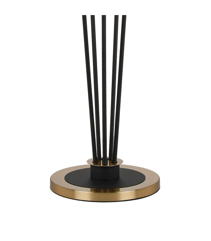 Placid Floor Lamp 5 Light E14 15cm Round Marble Effect Glass Shade Brass White Satin Black-5