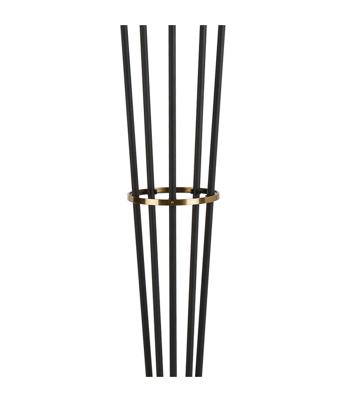 Placid Floor Lamp 5 Light E14 15cm Round Marble Effect Glass Shade Brass White Satin Black-6