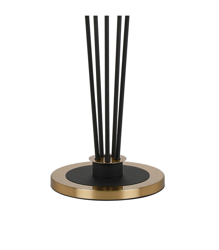 Placid Floor Lamp 5 Light E14 15cm Round Textured Melting Glass Shade Brass Clear Satin Black-5