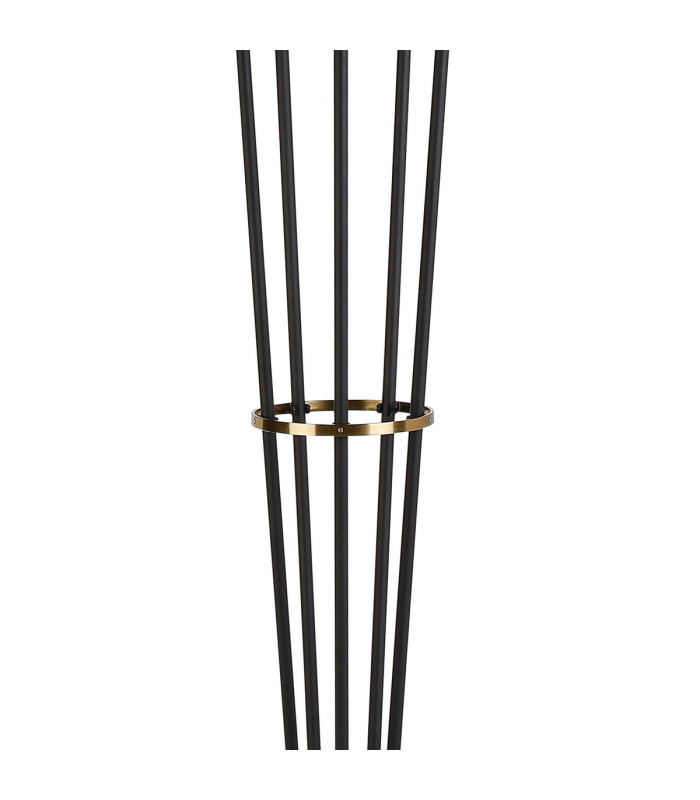 Placid Floor Lamp 5 Light E14 15cm Round Textured Melting Glass Shade Brass Clear Satin Black-6