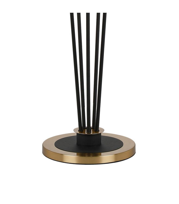 Placid Floor Lamp 5 Light E14 15cm Round Glass Shade Brass Opal Satin Black-5