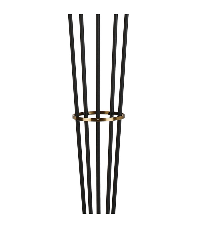 Placid Floor Lamp 5 Light E14 15cm Round Glass Shade Brass Opal Satin Black-6