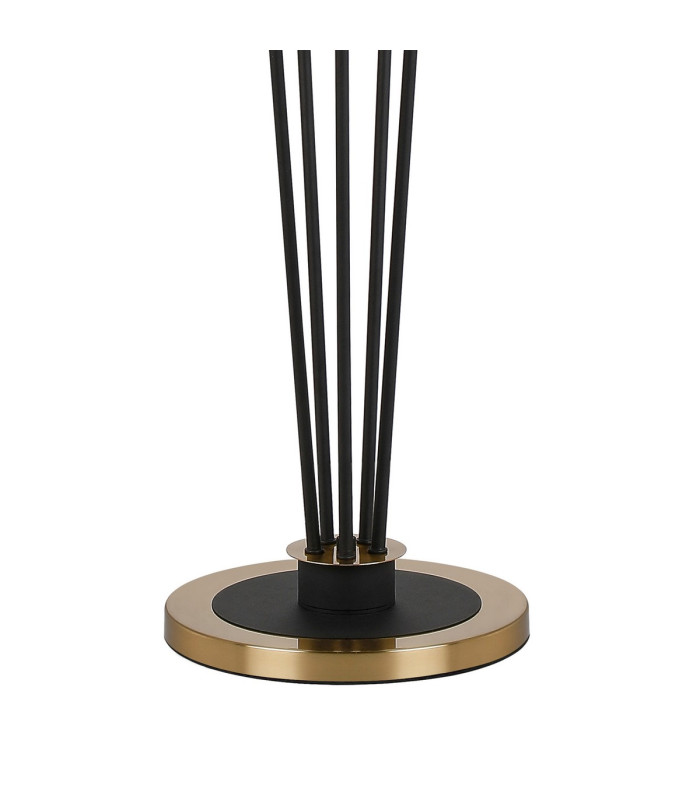 Placid Floor Lamp 5 Light E14 15cm Round Ribbed Glass Shade Brass Clear Satin Black-5