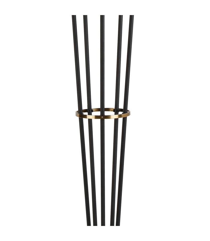 Placid Floor Lamp 5 Light E14 15cm Round Ribbed Glass Shade Brass Clear Satin Black-6