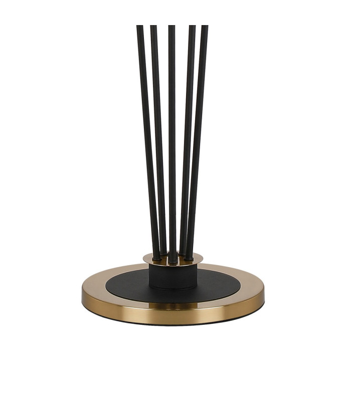 Placid Floor Lamp 5 Light E14 15cm Round Segment Glass Shade Brass Amber Plated Satin Black-5