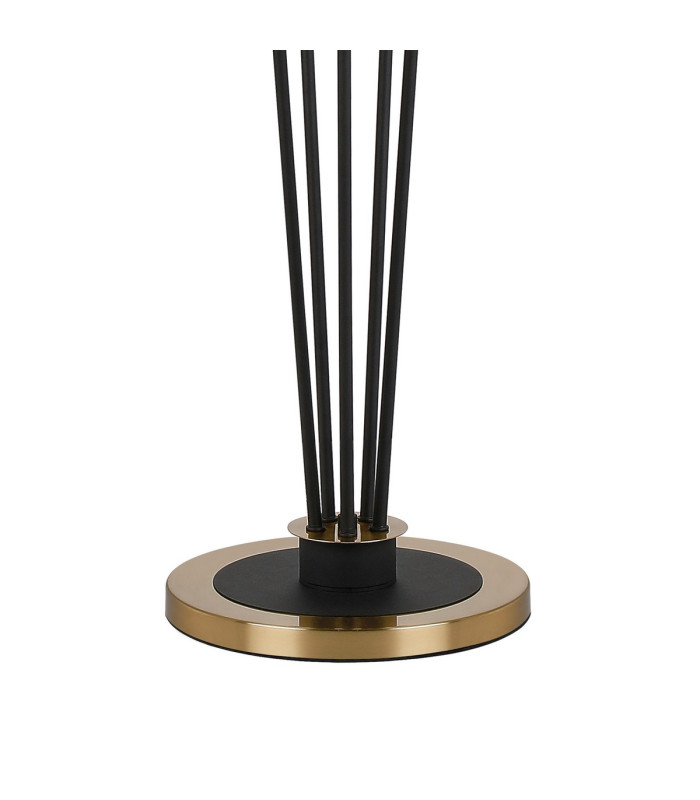 Placid Floor Lamp 5 Light E14 15cm Round Glass Shade Brass Smoke Plated Satin Black-5