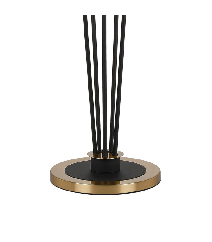 Placid Floor Lamp 5 Light E14 15cm Round Speckled Glass Shade Brass White Satin Black-5