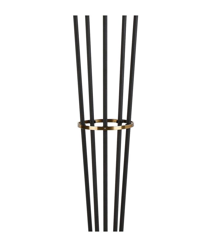 Placid Floor Lamp 5 Light E14 15cm Round Double Textured Smooth / Ribbed Glass Shade Brass Smoke Plated Satin Black-6