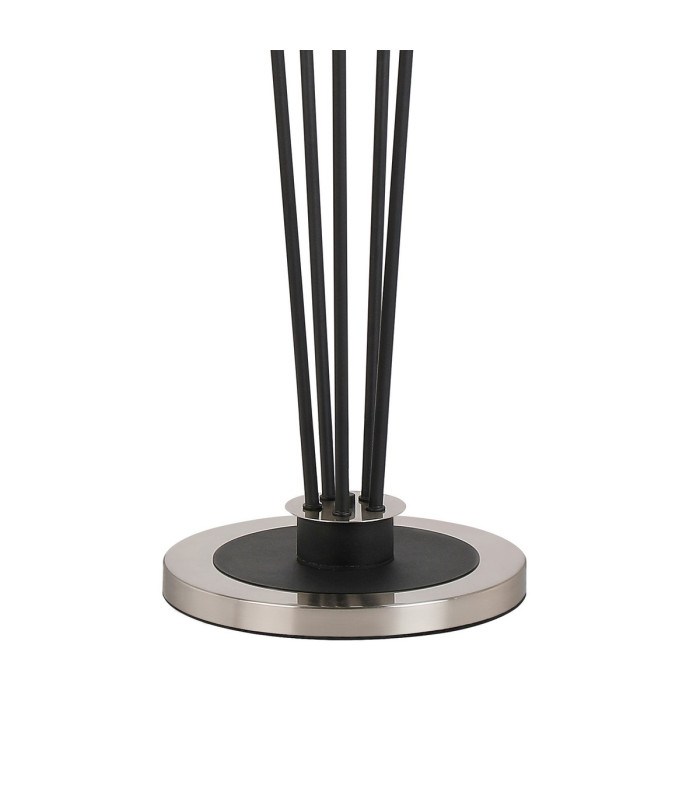 Placid Floor Lamp 5 Light E14 15cm Round Textured Crumple Glass Shade Satin Nickel Clear Satin Black-5