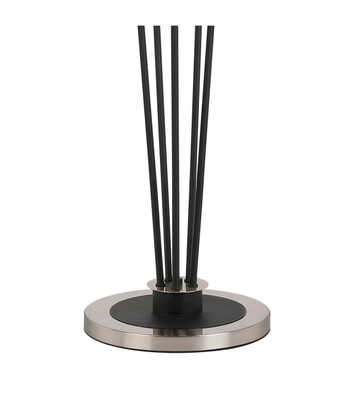 Placid Floor Lamp 5 Light E14 15cm Round Dimpled Glass Shade Satin Nickel Clear Satin Black-5