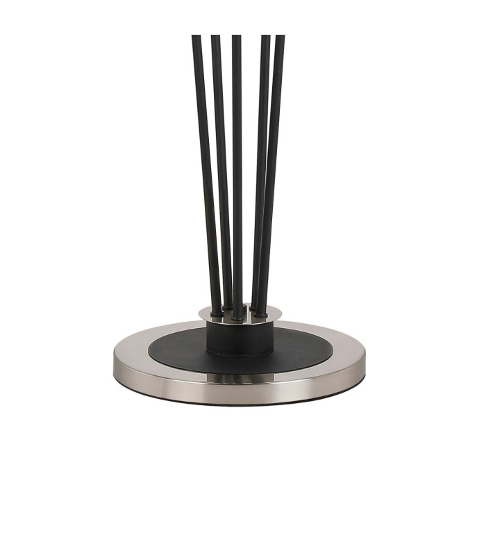 Placid Floor Lamp 5 Light E14 15cm Round Textured Melting Glass Shade Satin Nickel Clear Satin Black-5