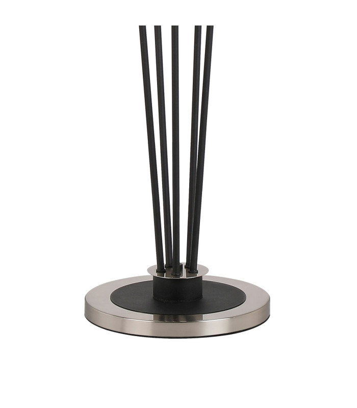 Placid Floor Lamp 5 Light E14 15cm Round Glass Shade Satin Nickel Opal Satin Black-5