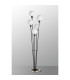 Placid Floor Lamp 5 Light E14 15cm Round Glass Shade Satin Nickel Opal Satin Black-8