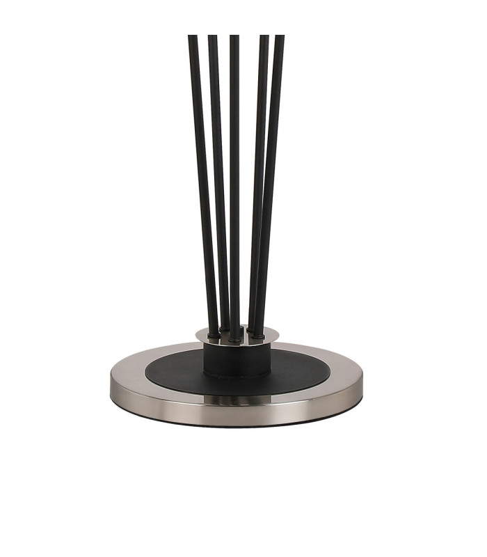 Placid Floor Lamp 5 Light E14 15cm Round Glass Shade Satin Nickel Smoke Plated Satin Black-5