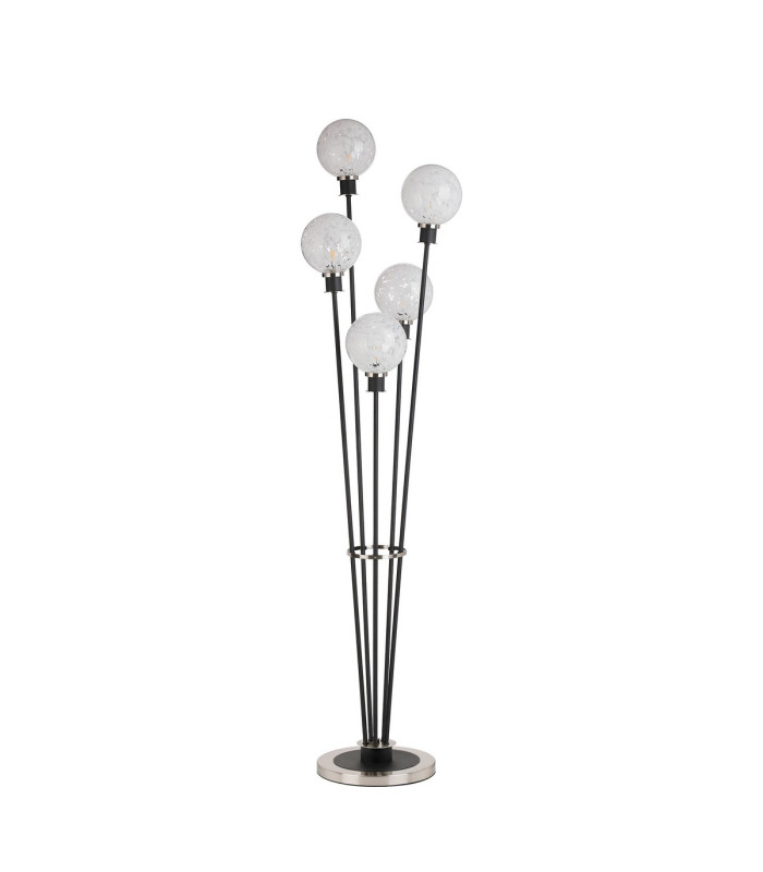 Placid Floor Lamp 5 Light E14 15cm Round Speckled Glass Shade Satin Nickel White Satin Black-4