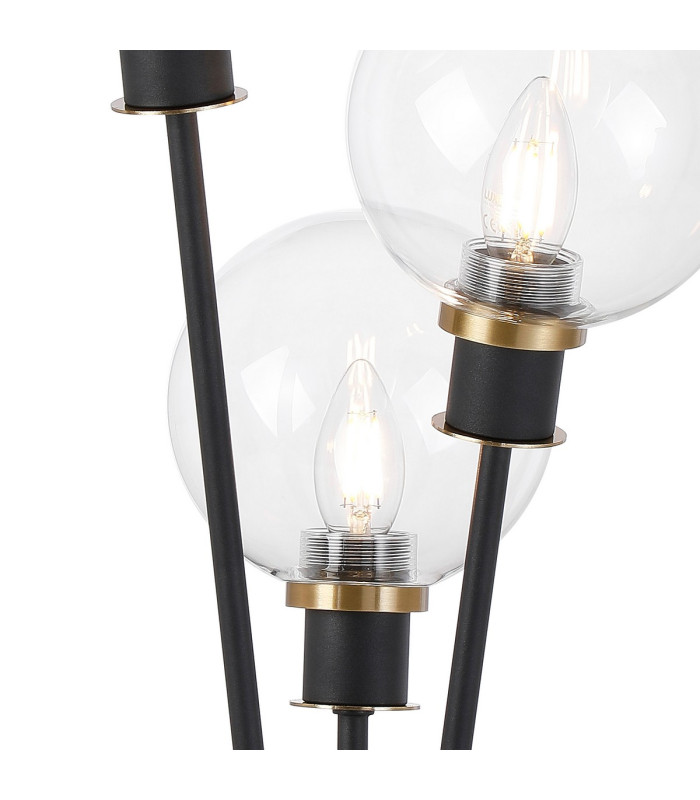 Placid Table Lamp Touch Switch 3 Light E14 15cm Round Glass Shade Brass Clear Satin Black-6