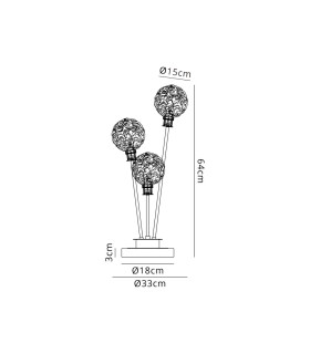 Placid Table Lamp Touch Switch 3 Light E14 15cm Round Textured Crumple Glass Shade Brass Clear Satin Black-2