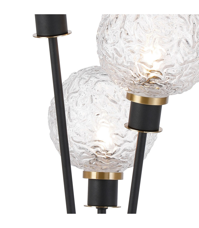 Placid Table Lamp Touch Switch 3 Light E14 15cm Round Textured Crumple Glass Shade Brass Clear Satin Black-6