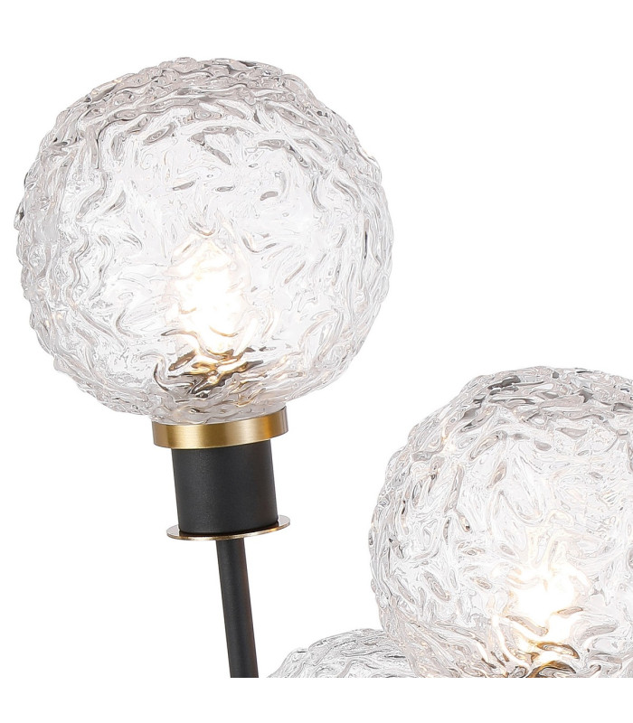 Placid Table Lamp Touch Switch 3 Light E14 15cm Round Textured Crumple Glass Shade Brass Clear Satin Black-7