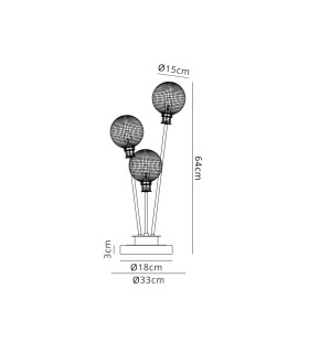 Placid Table Lamp Touch Switch 3 Light E14 15cm Round Textured Diamond Pattern Glass Shade Brass Clear Satin Black-2