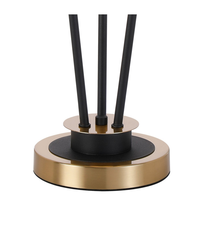 Placid Table Lamp Touch Switch 3 Light E14 15cm Round Dimpled Glass Shade Brass Clear Satin Black-5