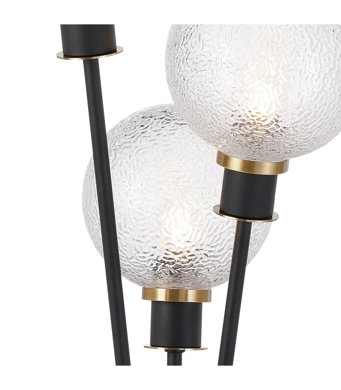 Placid Table Lamp Touch Switch 3 Light E14 15cm Round Dimpled Glass Shade Brass Clear Satin Black-6