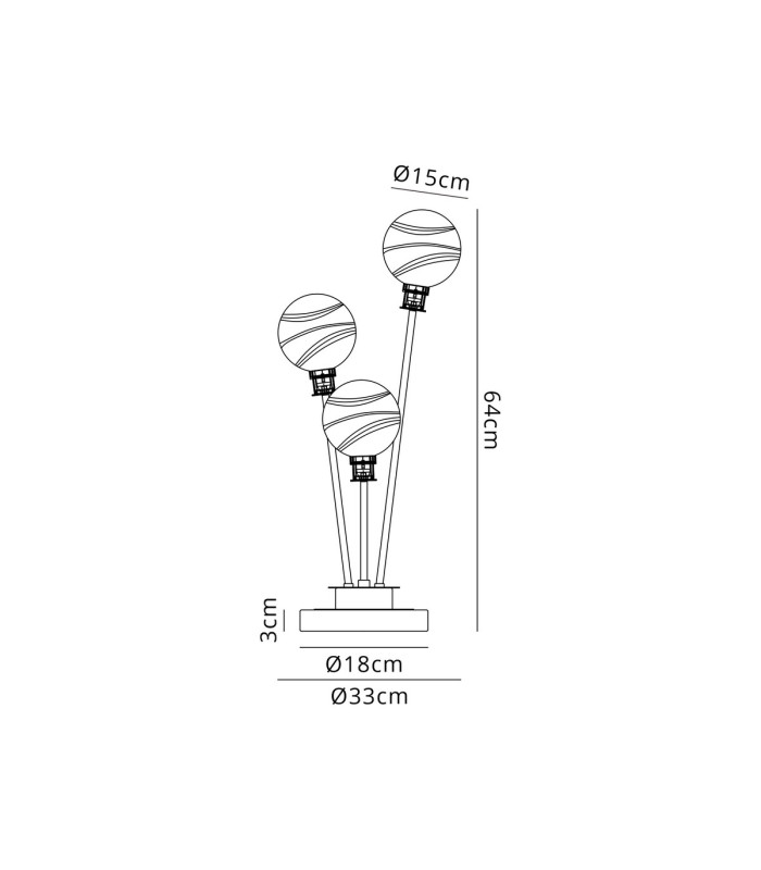 Placid Table Lamp Touch Switch 3 Light E14 15cm Round Marble Effect Glass Shade Brass White Satin Black-2