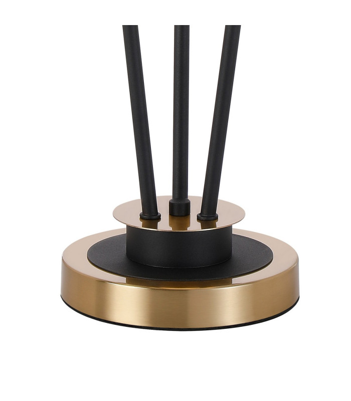 Placid Table Lamp Touch Switch 3 Light E14 15cm Round Textured Melting Glass Shade Brass Clear Satin Black-5