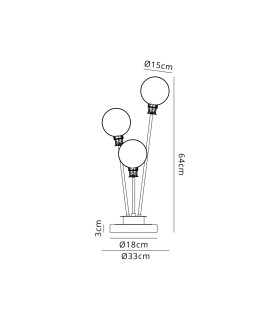 Placid Table Lamp Touch Switch 3 Light E14 15cm Round Glass Shade Brass Opal Satin Black-2
