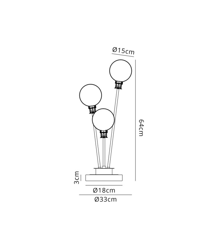 Placid Table Lamp Touch Switch 3 Light E14 15cm Round Glass Shade Brass Opal Satin Black-2