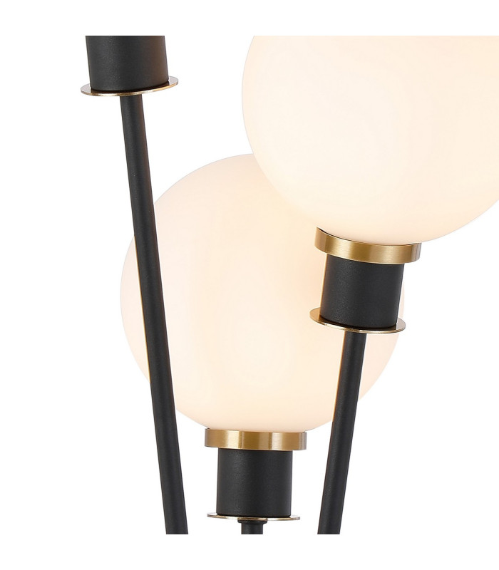 Placid Table Lamp Touch Switch 3 Light E14 15cm Round Glass Shade Brass Opal Satin Black-6