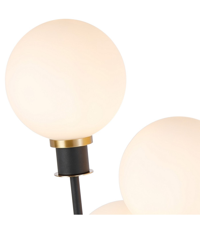 Placid Table Lamp Touch Switch 3 Light E14 15cm Round Glass Shade Brass Opal Satin Black-7