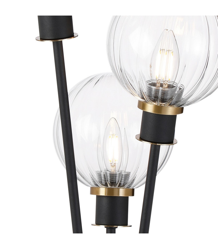 Placid Table Lamp Touch Switch 3 Light E14 15cm Round Segment Glass Shade Brass Clear Satin Black-6