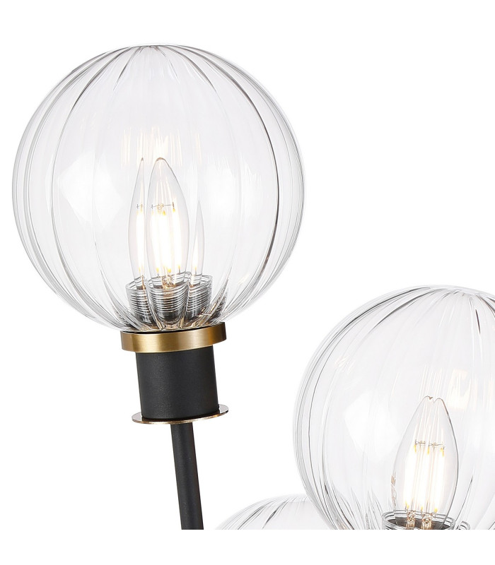 Placid Table Lamp Touch Switch 3 Light E14 15cm Round Segment Glass Shade Brass Clear Satin Black-7