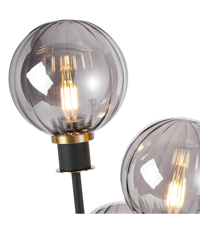 Placid Table Lamp Touch Switch 3 Light E14 15cm Round Segment Glass Shade Brass Smoke Plated Satin Black-7