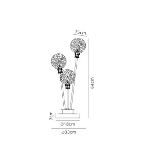 Placid Table Lamp Touch Switch 3 Light E14 15cm Round Speckled Glass Shade Brass White Satin Black-2