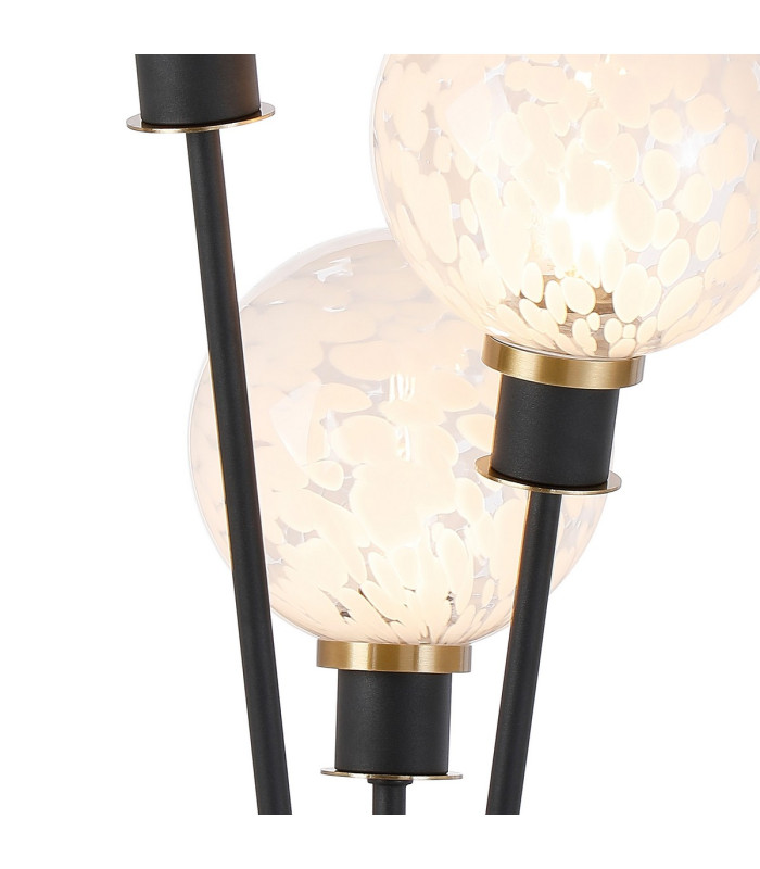 Placid Table Lamp Touch Switch 3 Light E14 15cm Round Speckled Glass Shade Brass White Satin Black-6