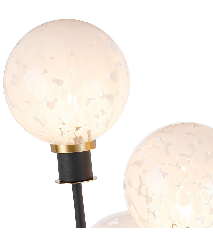 Placid Table Lamp Touch Switch 3 Light E14 15cm Round Speckled Glass Shade Brass White Satin Black-7