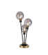 Placid Table Lamp Touch Switch 3x E14 15cm Round Textured Smooth / Ribbed Glass Shade Brass Smoke Plated Satin Black-1