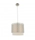 1 Light Round Ceiling Pendant Satin Nickel Plate & Vintage White Linen, E27 - 1