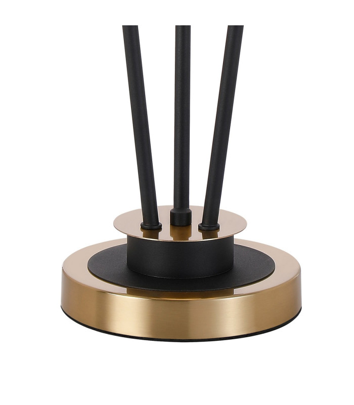 Placid Table Lamp Touch Switch 3x E14 15cm Round Textured Smooth / Ribbed Glass Shade Brass Smoke Plated Satin Black-5